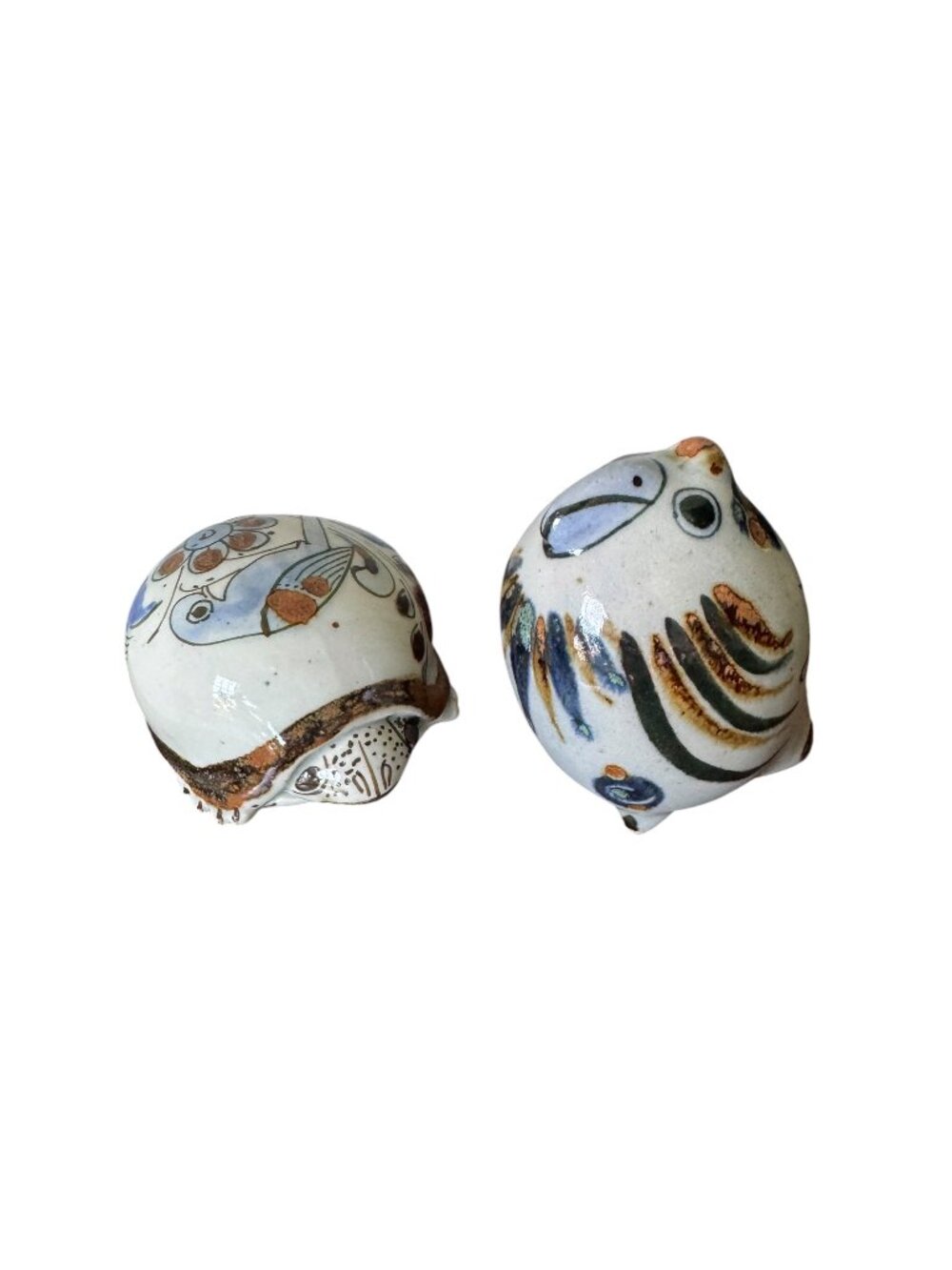 Ken Edwards Pottery Set Bird/Turtle Mini Figurines El Palomar Blue Mexico